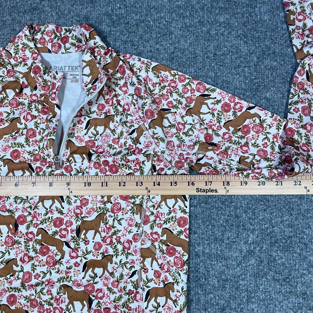 Ariat Sun Protection Shirt youth Large womens XS Horse Floral Zip long sleeve - Picture 3 of 8